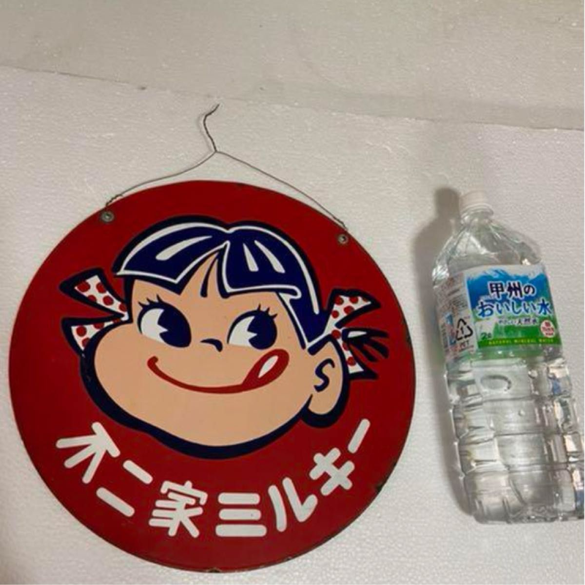 不二家ペコちゃんポコちゃん琺瑯看板(両面) 当時物 昭和レトロ 不二家ペコちゃんポコちゃん琺瑯看板(両面) 当時物 昭和レトロ