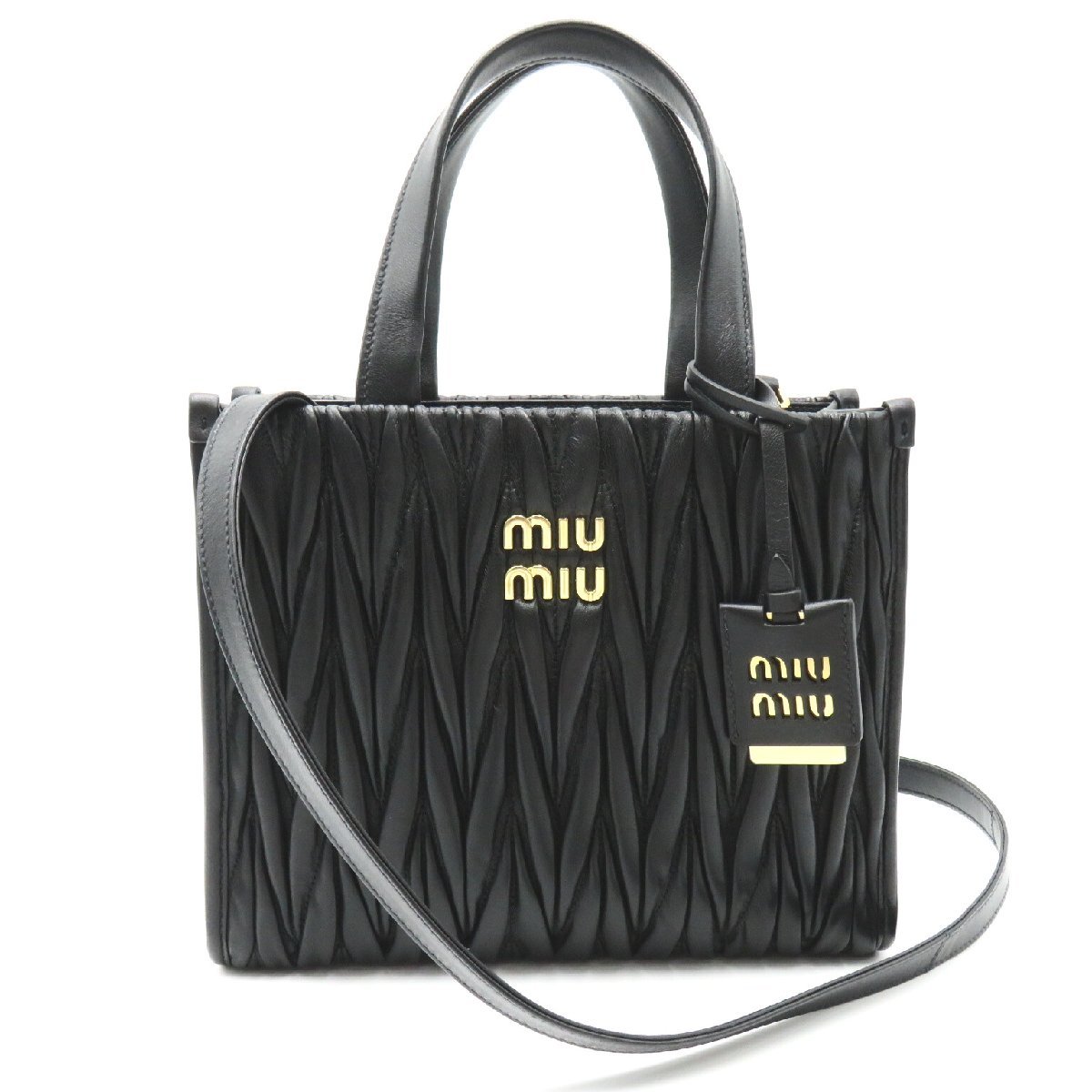 Miu Miu ミュウ ミュウ トートバッグ マテラッセ 2wayトートバッグ ブラック系 レザー レディース