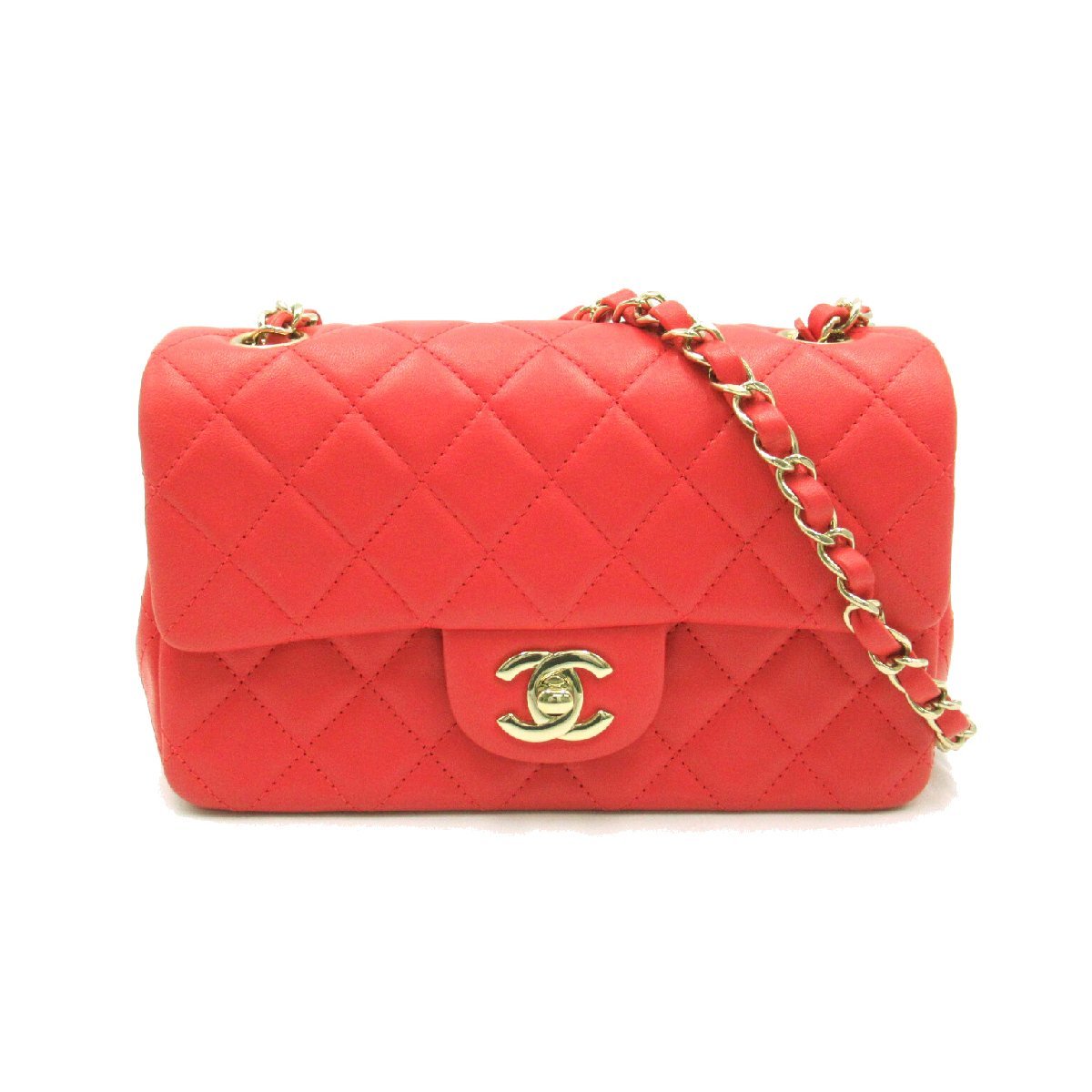 CHANEL シャネル ショルダーバッグ ミニマトラッセ チェーンショルダー ピンク系 ラムスキン（羊革） 中古 レディース