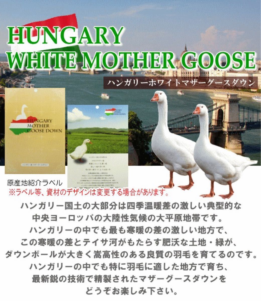 羽毛布団 クイーン 大増量 ハンガリー産ホワイトマザーグース プレミアムゴールド 日本製 2層キルト 超長綿 生成り