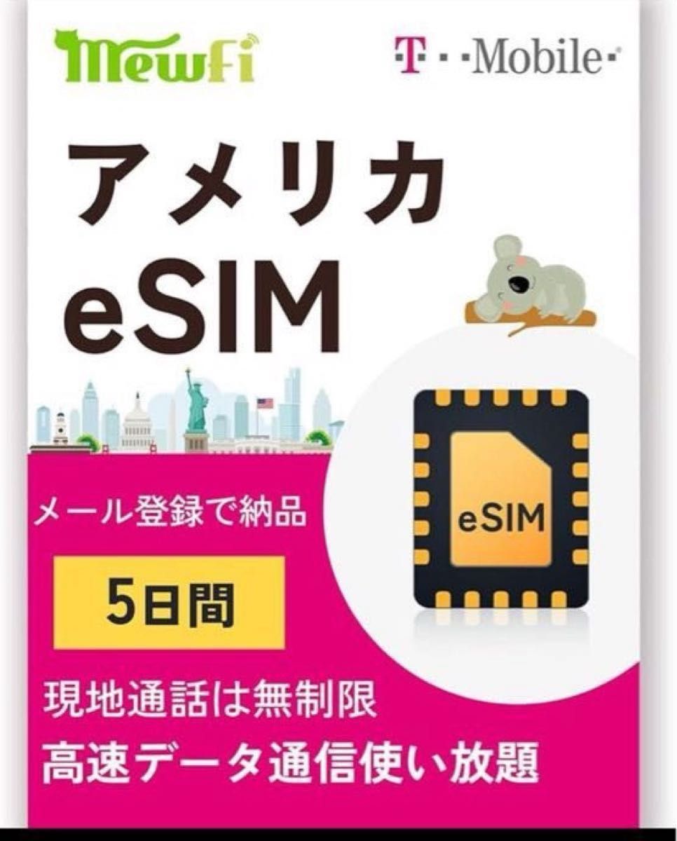 eSIM 5日間 高速データ通信無制限使い放題 SIMカード ハワイeSIM