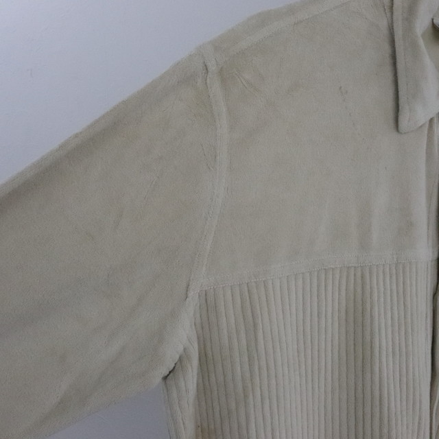 A186 90sビンテージ COTTONSTUFF ベロア長袖シャツ■1990年代製 表記Lサイズ USA製 グレージュ 無地 シンプル アメカジ 古着 古着卸 80s_画像5