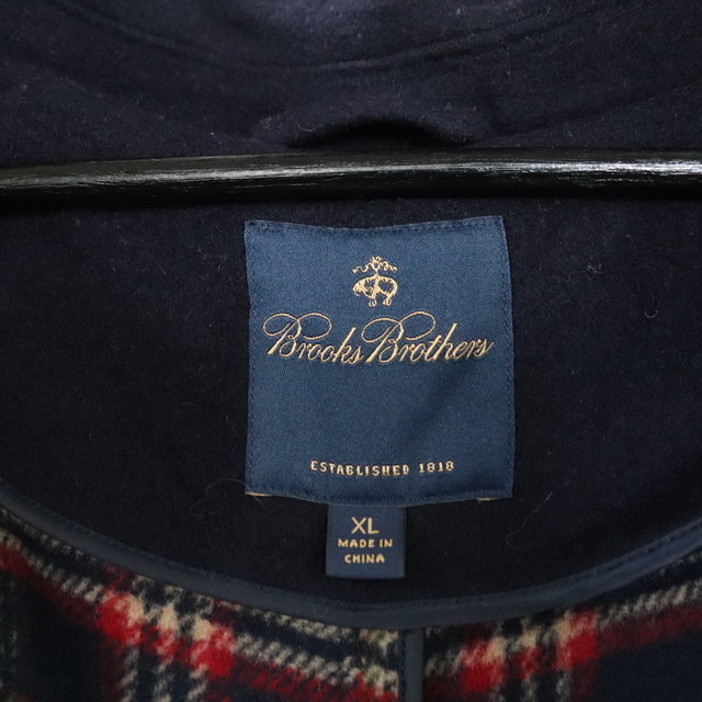 C196 2000年代製 ブルックスブラザーズ BROOKSBROTHERS ウール ダッフルコート■00s 表記XLサイズ ネイビー アメカジ フーディー 90s 80s_画像3