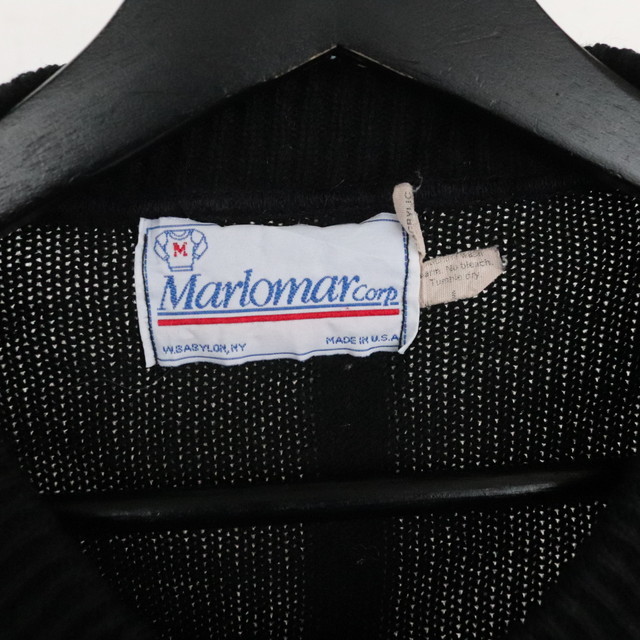 L199 80sビンテージ MARLOMAR マルチカラー アクリルニットセーター USA製■1980年代製 黒 ブラック アメカジ イエロー ストリート 90s 70s_画像3