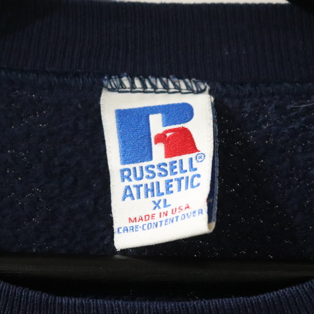 R164 90sビンテージ RUSSELL ネイビースウェット■1990年代製 表記XLサイズ USA製 刺繍 ラッセル アメカジ 古着 古着卸 激安 希少 検 80s_画像3