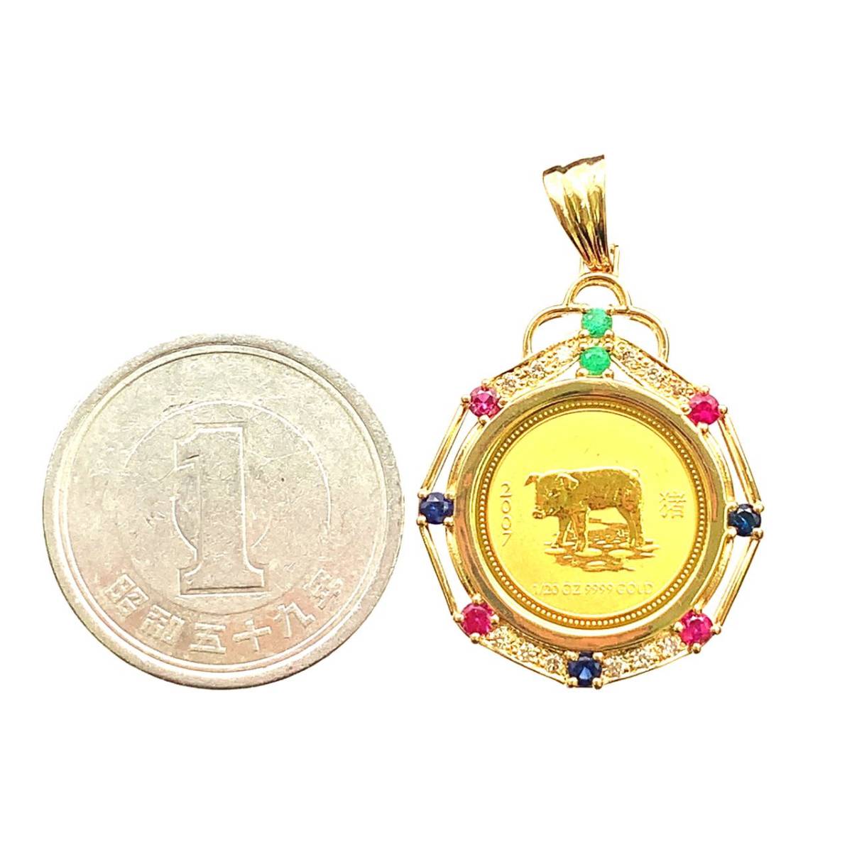 干支 金貨 豚 ブタ オーストラリア 2007年 24金 純金 3.92g 1/20オンス K18/24 コイントップ マルチ イエローゴールド