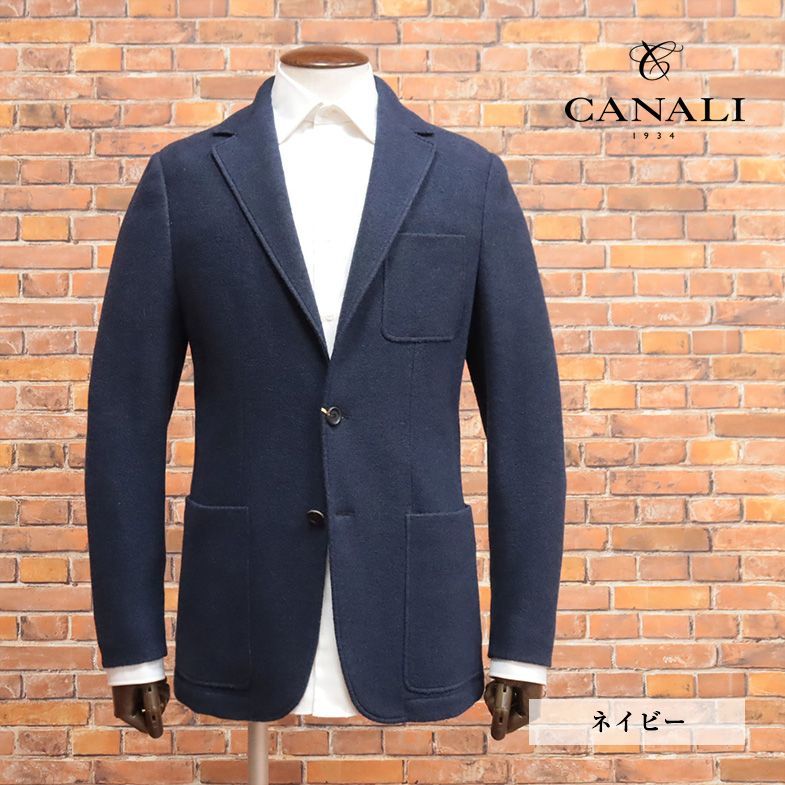 2022AW/CANALI/52サイズ/イタリア製ジャケット ふわもこ ブークレーニット 快適 あたたか 無地 アンコン 大人 新品/紺/ネイビー/hb522/_画像1