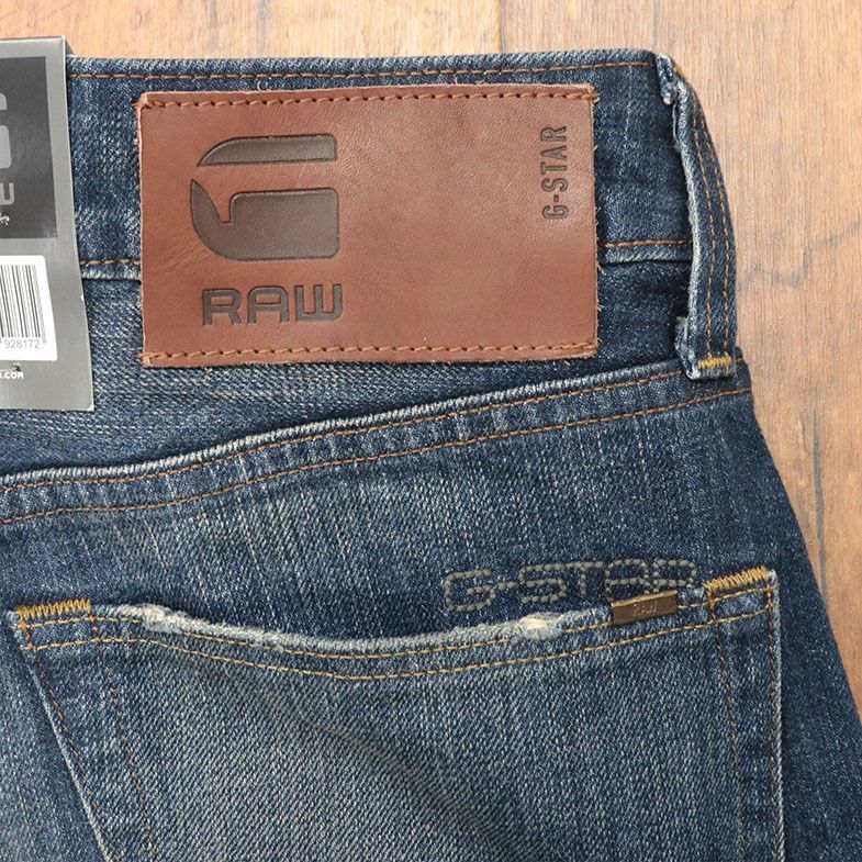 1円/G-STAR RAW/28インチ/デニムパンツ 3301 STRAIGHT 51002-8595-89 ハリ コシ ダメージ ヴィンテージ ジーンズ 新品/青/ブルー/ft530/_画像5