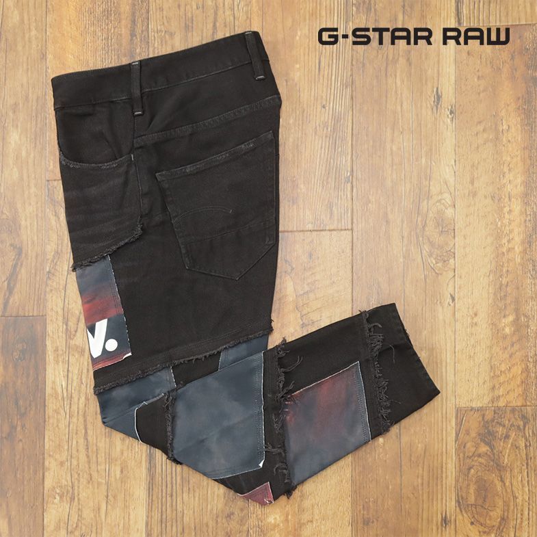 1円/G-STAR RAW/33インチ/デニム パンツ SOIRAQ RFTP PATCHES ECLIPS 3D SLIM D12134-A926-071 パッチワーク 新品/黒/ブラック/gf442/_画像1