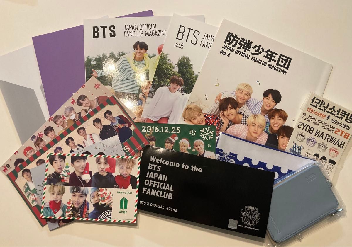 BTS JAPAN OFFICIALFANCLUB会員証 会報5冊Xmasカードホルダーポーチタトゥーシール