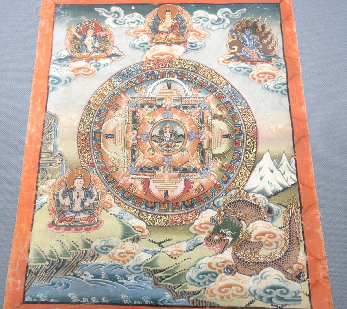 チベット仏教の曼荼羅（マンダラ）壁掛け布　タンカ　仏画　　＃128_画像2
