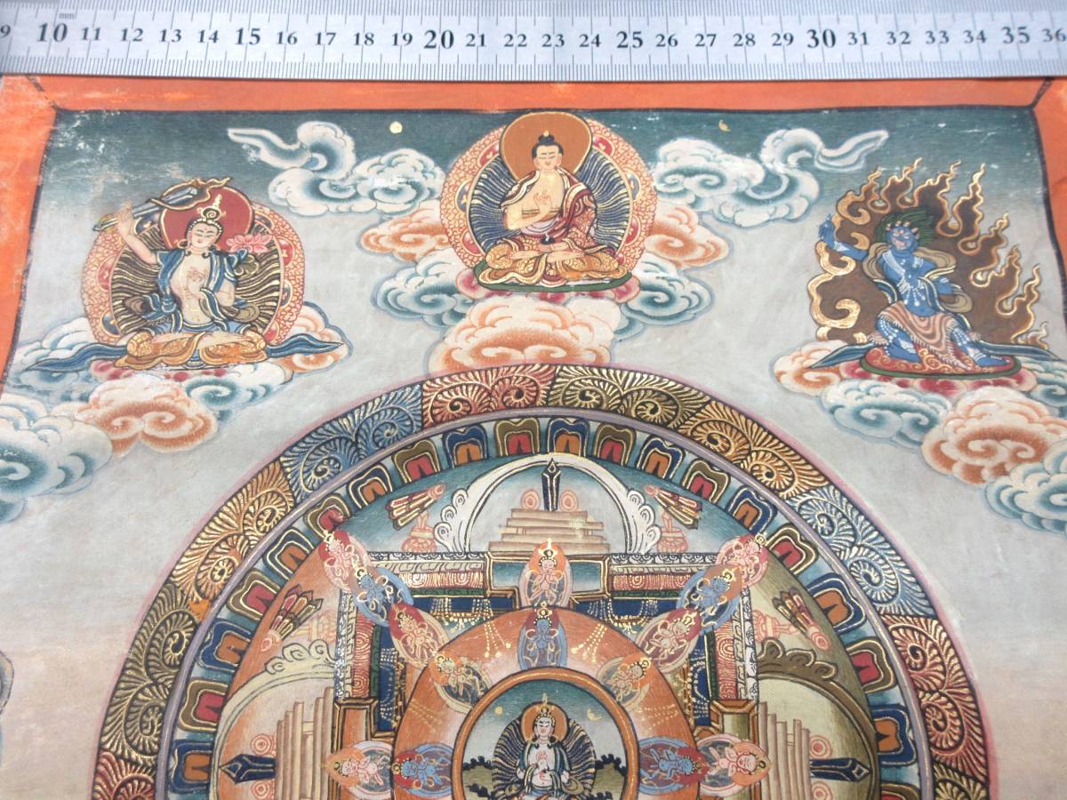 チベット仏教の曼荼羅（マンダラ）壁掛け布　タンカ　仏画　　＃128_画像3