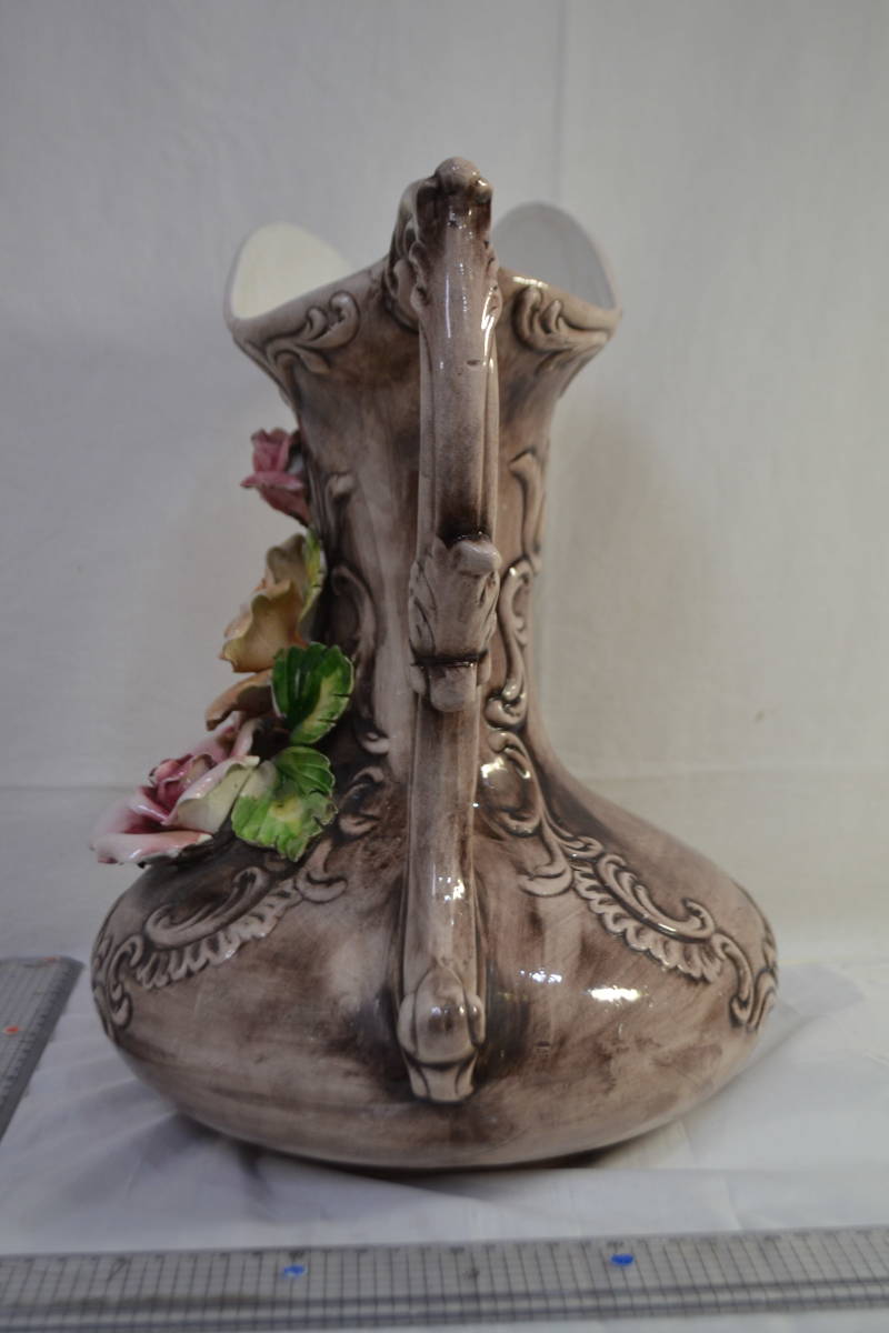 D10）イタリア製　フラワーベース　花瓶　バラ　水さし型　_画像2