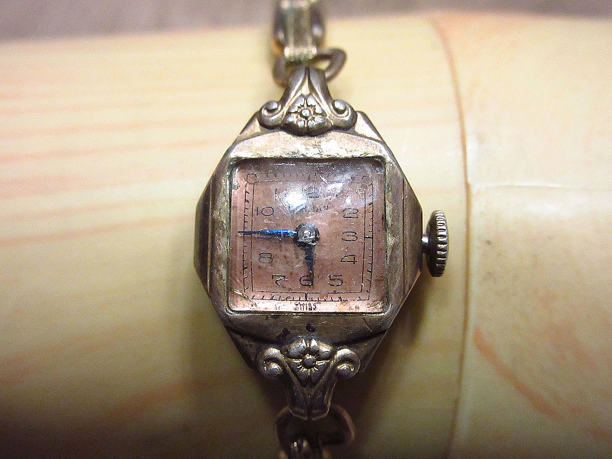  Vintage ~40\'s*HARMAN lady's hand winding wristwatch *240128i5-wtc Gold 30s antique watch 12KGF