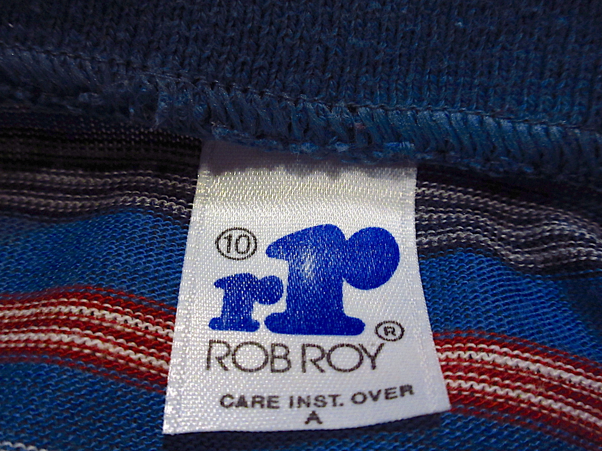 ビンテージ70's●ROBROYキッズマルチボーダー長袖ポロシャツsize 10●240131c2-k-plsh 1970s子供服ボーイズトップス古着_画像5