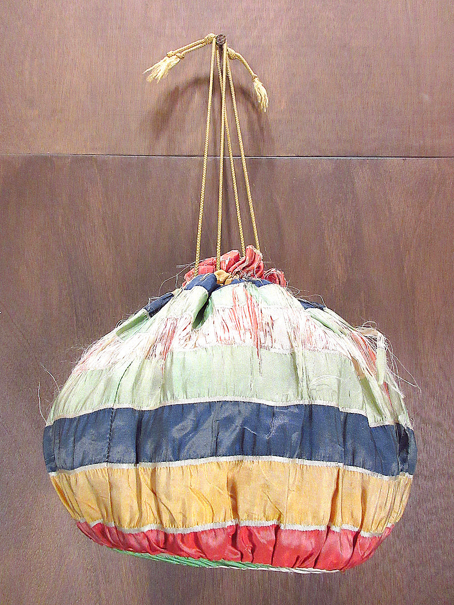  Vintage -30*s* multi border pouch bag *240116j2-bag-ot bag 1930s total pattern small articles 