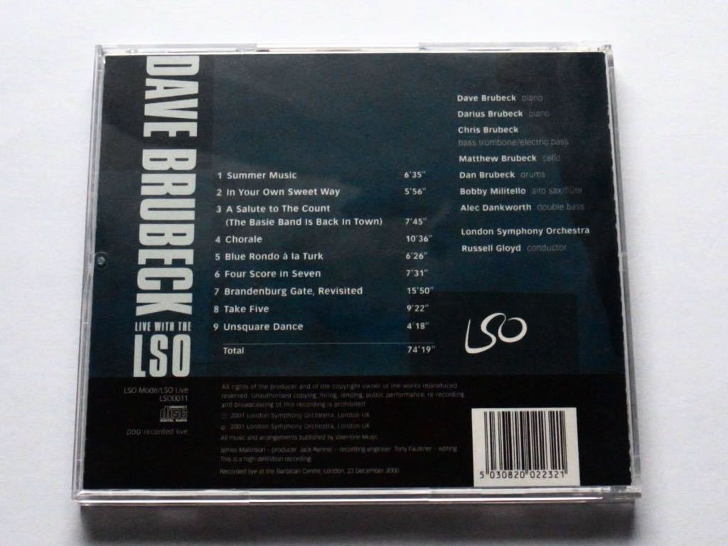 ◆輸入盤 Dave Brubeck Live With The LSO｜デイヴ・ブルーベック　ロンドン交響楽団　ラッセル・グロイド指揮 LSO LIVE LSO0011_画像2