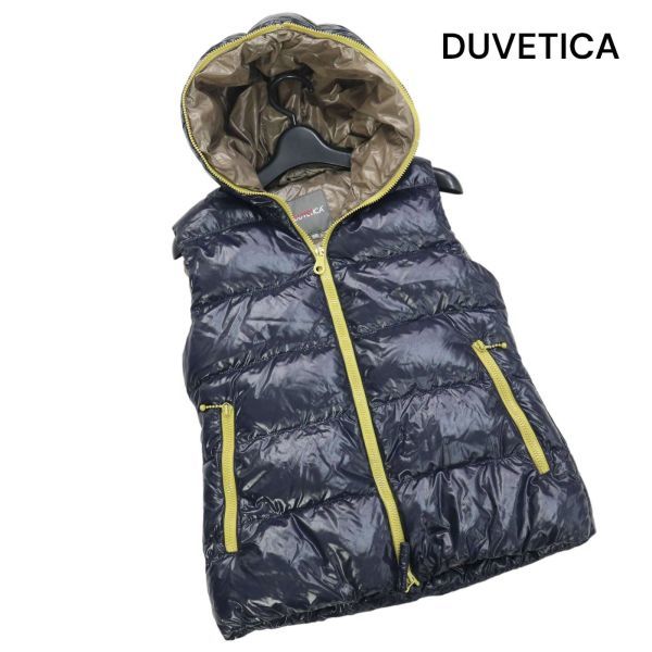 DUVETICA デュベティカ 【FEBE】秋冬 光沢♪ フーデッド ダウン ベスト Sz.38　レディース ブルガリア製　K4T00014_1#N