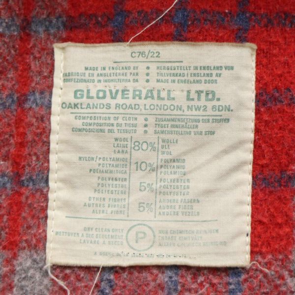 英国製★ Gloverall グローバーオール 秋冬 裏地チェック♪ ウール ダッフルコート Sz.34　レディース 赤　K4T00030_1#N_画像8