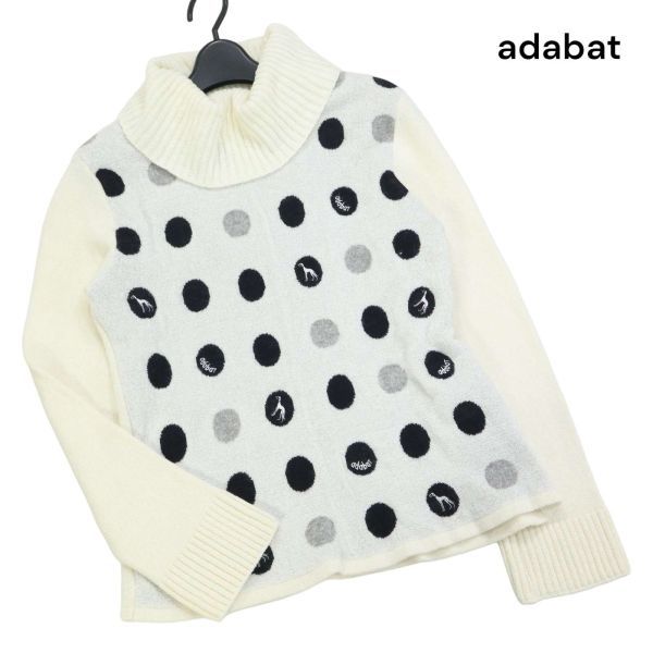 adabat Adabat осень-зима точка рисунок собака вышивка!ta-toru шея шерсть вязаный свитер Sz.1 женский Golf сделано в Японии K3T01312_C#K