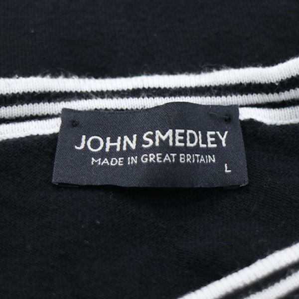 英国製★ JOHN SMEDLEY ジョンスメドレー 通年 シーアイランドコットン ニット セーター Sz.L　レディース 黒　K4T00080_1#F_画像5