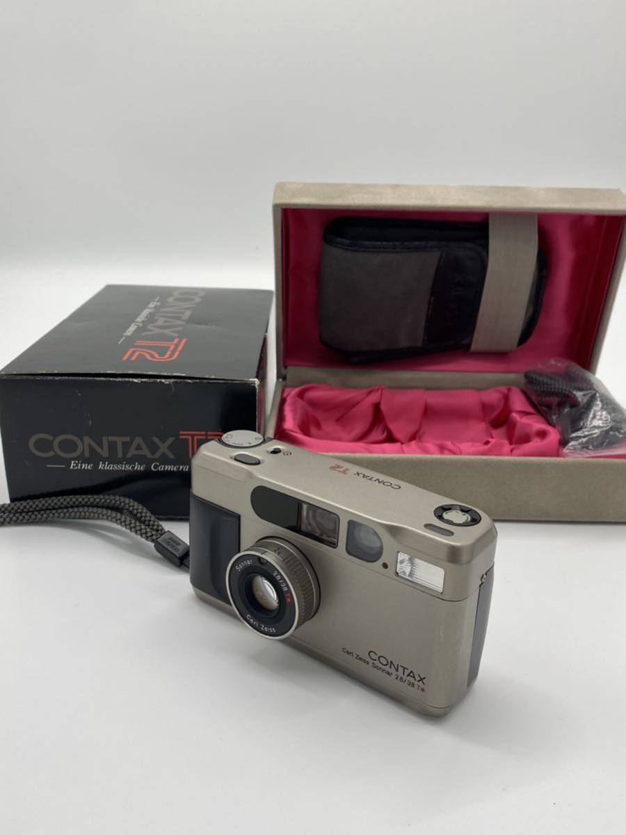 防湿庫保管品 中古 CONTAX コンタックス T2 コンパクトフィルムカメラ チタンシルバー ワンオーナー 箱付き _画像2