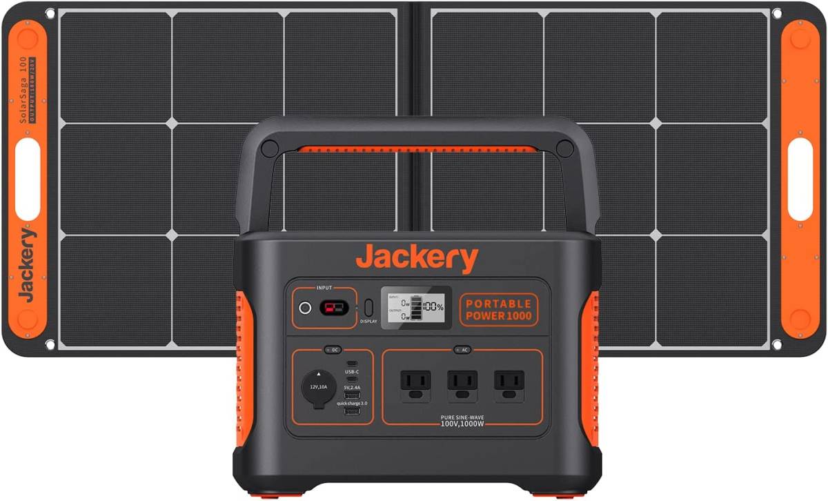 新品　Jackery Solar Generator 1000 ポータブル電源 ソーラーパネル セット SolarSaga 100 1枚 節電 停電対策 キャンプ 車中泊