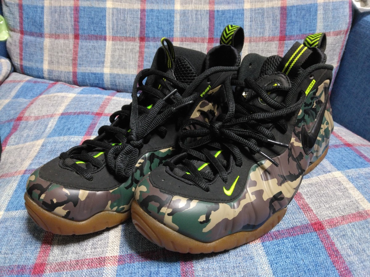 NIKE AIR FOAMPOSITE PRO PRM LE supreme 587547-300 フォームポジット プロ US10.5 28.5cm 国内正規品 GREEN CAMO FOREST/BLACK 迷彩緑茶_画像1