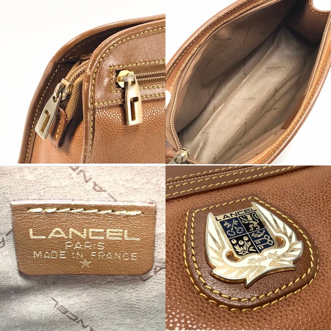 ヴィンテージ ビンテージ LANCEL ランセル セカンドバッグ クラッチバッグ ブラウン ロゴ ブランド アンティーク かばん バッグ_画像10