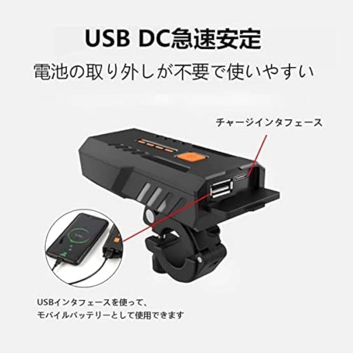 自転車 ライト LED 3000mAh大容量 1200ルーメン LEDヘッドライト USB充電式 PSE認証済 防水 IP65防水