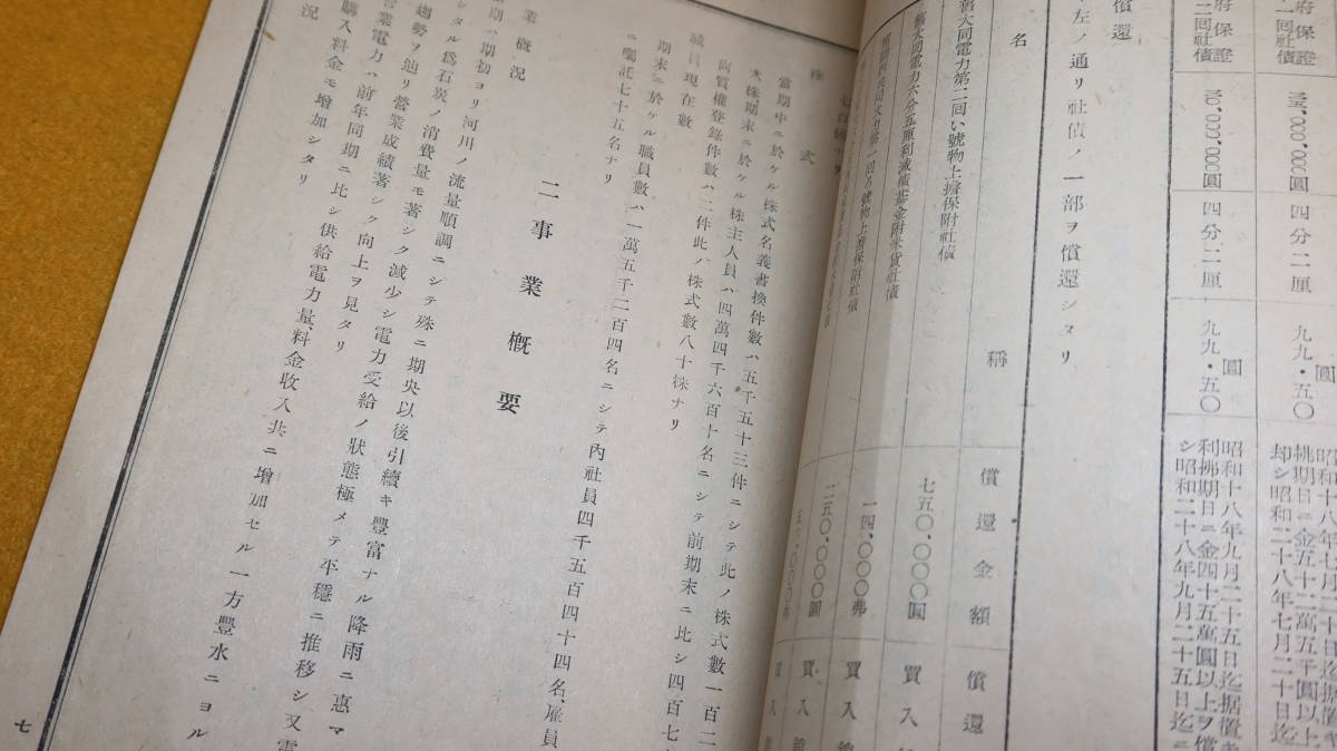 『日本発送電株式会社第五回報告書』昭和十六年度上期、1941？【「庶務概要」「事業概要」他】_画像9