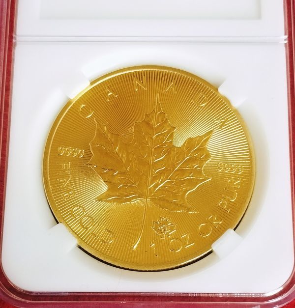 エリザベスⅡ メイプルリーフ金貨 2021年 スラフケース入り ゴールド コイン メダル レプリカ_画像2