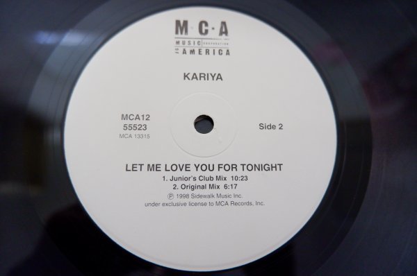 T2-004＜12inch/US盤/美品＞Kariya / Let Me Love You For Tonight_画像4
