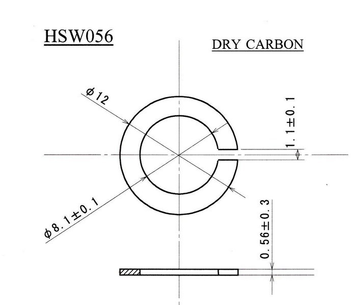 管理番号＝4A189　　炭素繊維製(ドライカーボン製)　　ヘッドシェル用ワッシャー　0.56mm厚　　HSW056　　2個セット_画像3