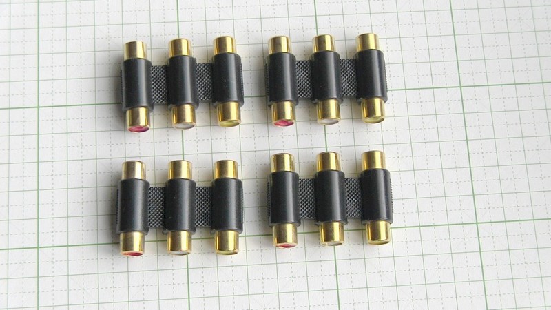 管理番号＝3J076　　AV端子中継プラグ　RCA3P中継コネクター　金メッキ　3P-3P延長用　　4個セット_画像3