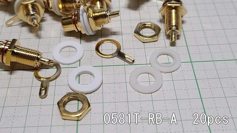 管理番号＝3K020　　RCAジャック　真鍮に金メッキ　　0581T-RB-A　20個セット（赤帯10個　黒帯10個）_画像3