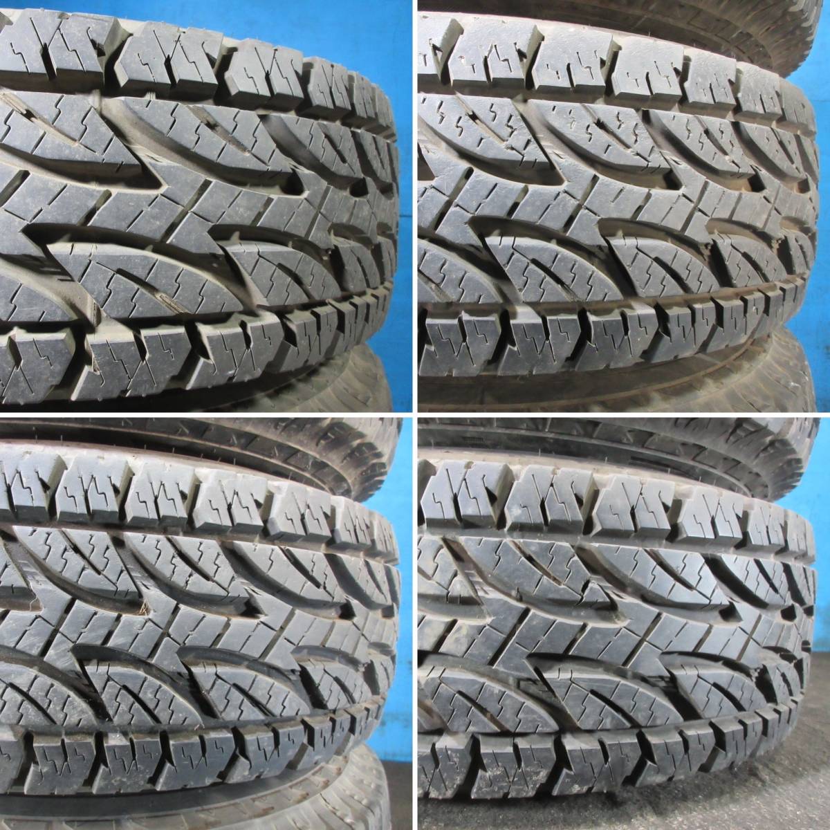 デイトナホイール 黒 赤青 PCD114.3 ブリヂストンタイヤ BRIDGESTONE DUELER A/T 30X9.50R15LT 104S 4本 №07010 室内保管 夏タイヤの画像10