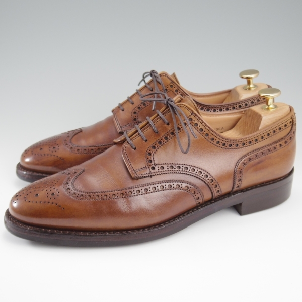 ★クロケット&ジョーンズ 7.5E【ダイナイトソール仕様★SWANSEA/341ラスト】フルブローグ/カーフ/茶/メンズ/Crockett&Jones★l234-8の画像2