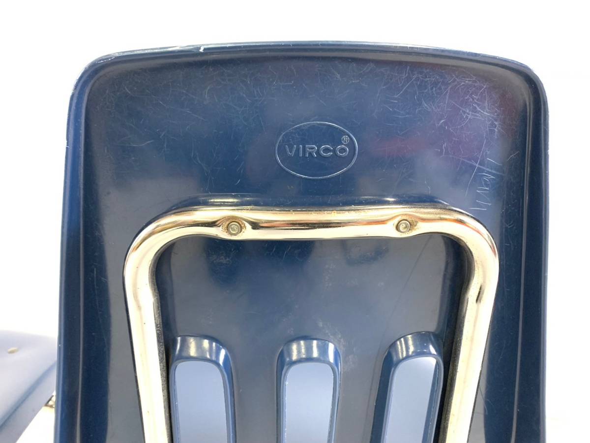 【米軍放出品】VIRCO スタッキングチェア 椅子 イス 2脚 ミッドセンチュリーモダン ネイビー M-9616 (200) ☆MA25CK#24_画像8