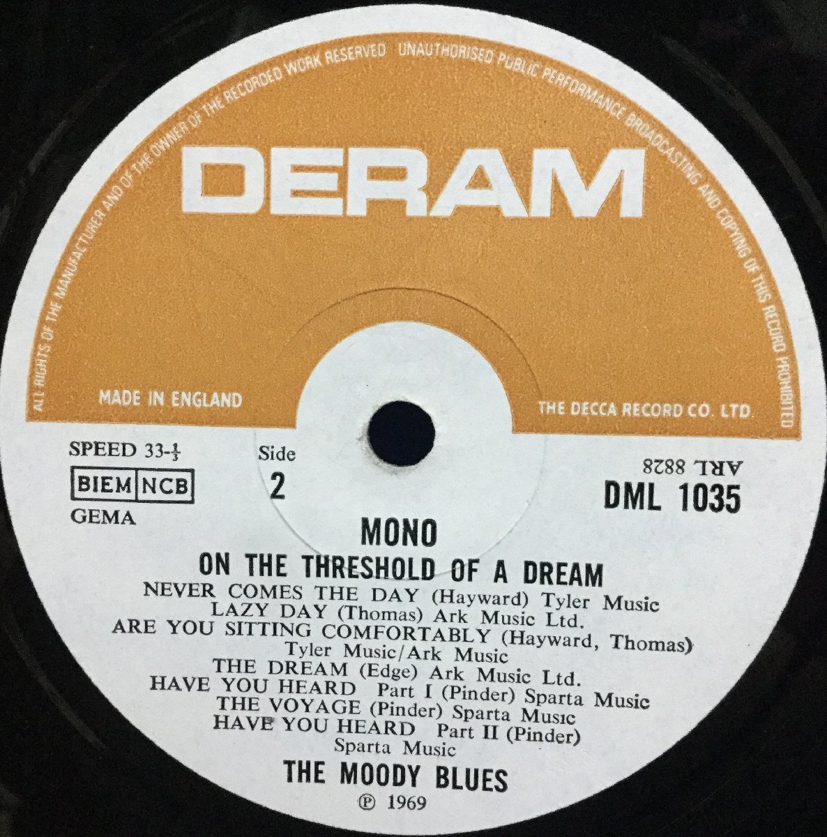 LP 洋楽 The Moody Blues / On The Threshold Of A Dream 英盤 mono b_画像4