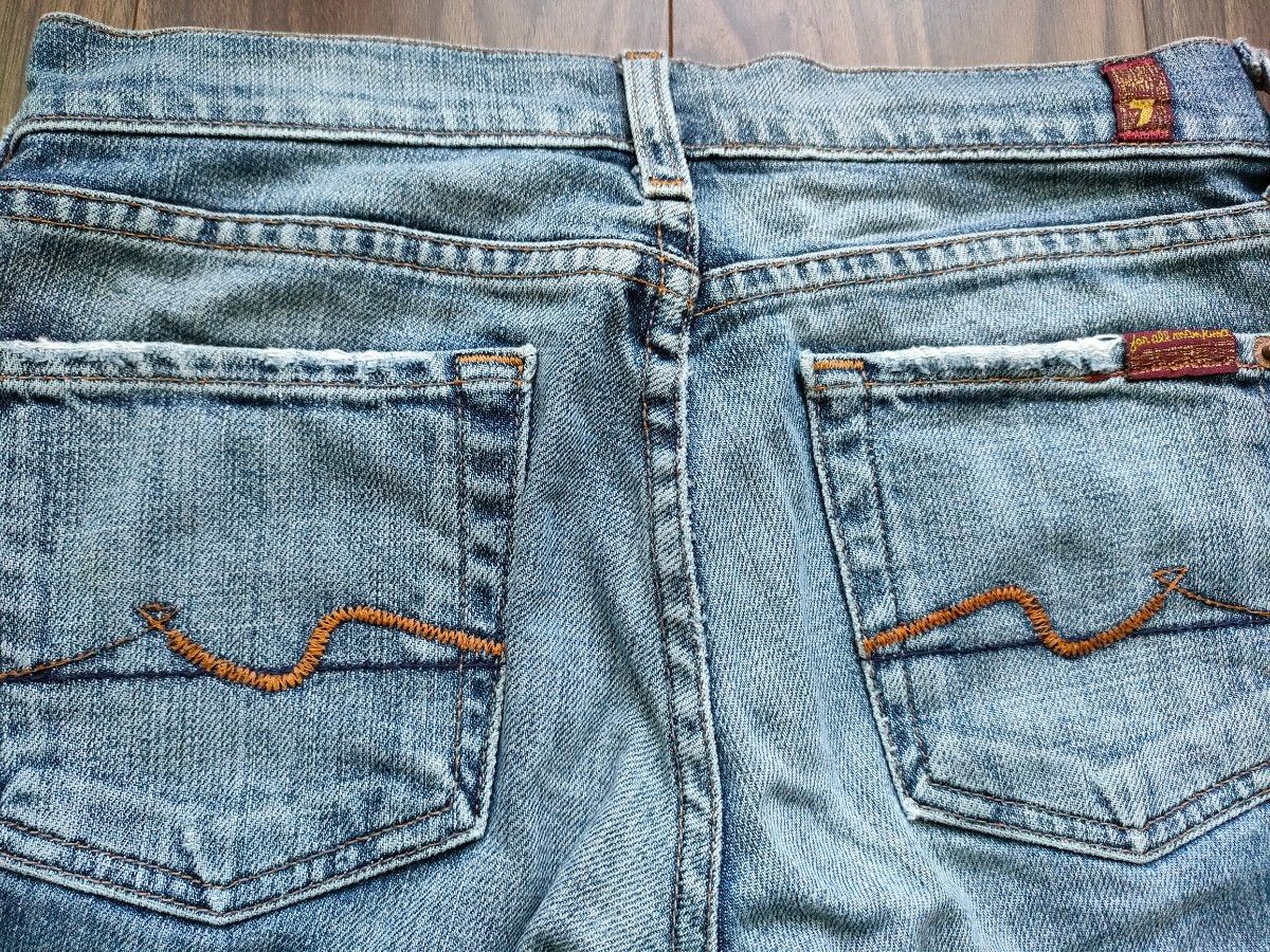 7 For All Mankind ジーンズ　ダメージ加工　デニム　ブーツカット　USA製　23 セブンフォーオールマンカインド