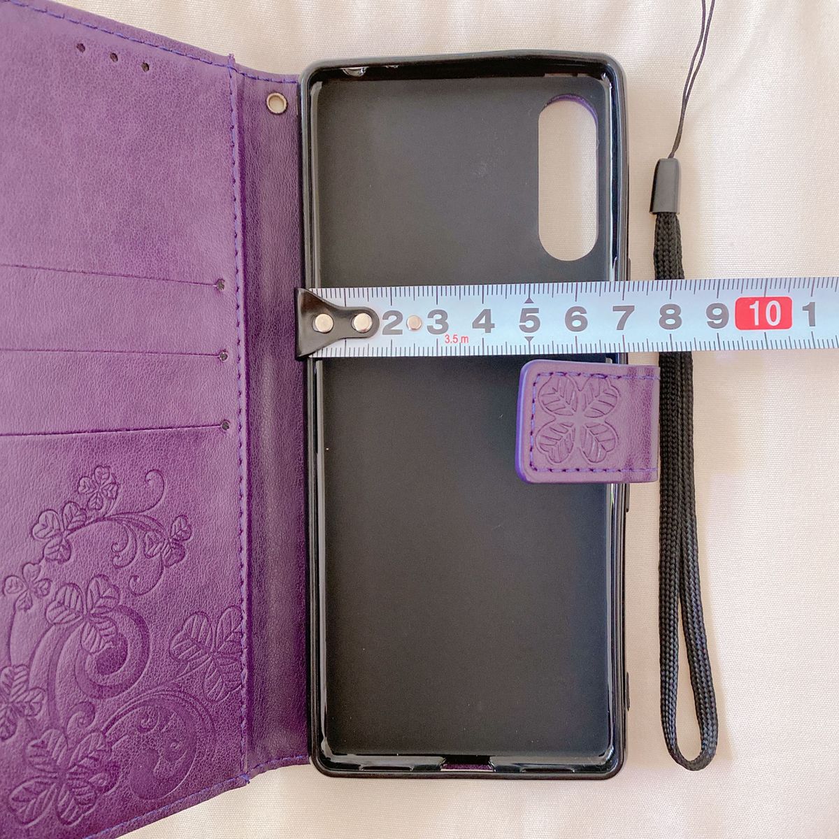 RuiMi Moto G8 Power 手帳型ケース 紫 クローバー 手帳型 革 可愛い おしゃれ カード収納