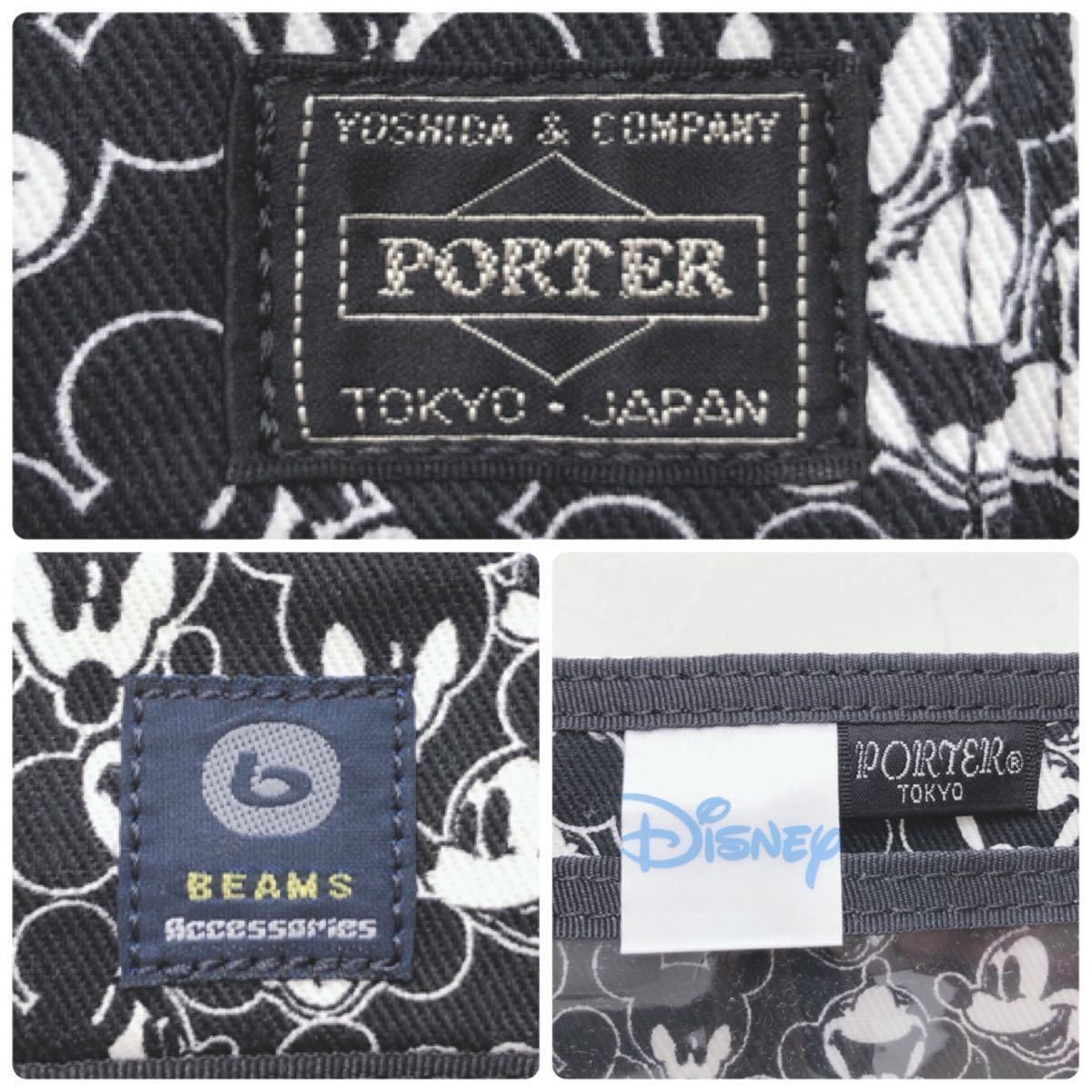 ☆未使用保管品☆ PORTER×BEAMS Disneyコラボ 折財布 ウォレット WALLET 財布 ブラック ミッキー ディズニー ビームス ポーター 送料無料_画像3