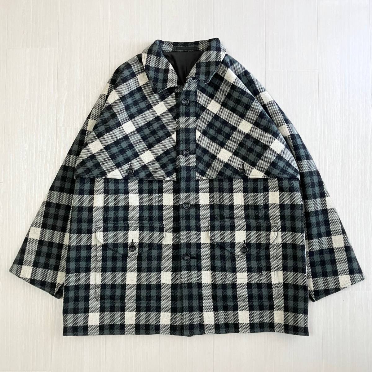 【22AW/極美品】OLD JOE カシミアメルトン チェック ジャケット コート 定価118,800円_画像4