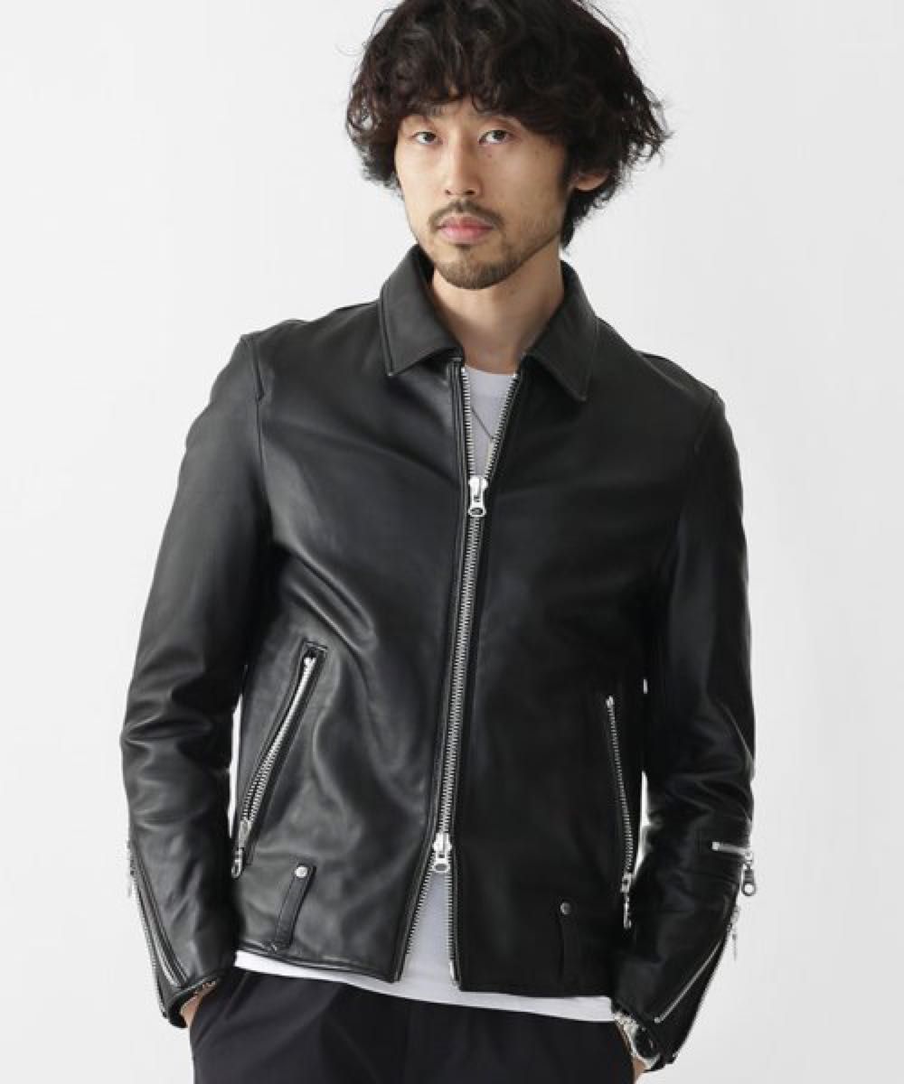 nano universe シープレザーシングルライダースジャケット M nano universe シープレザーシングルライダースジャケット M
