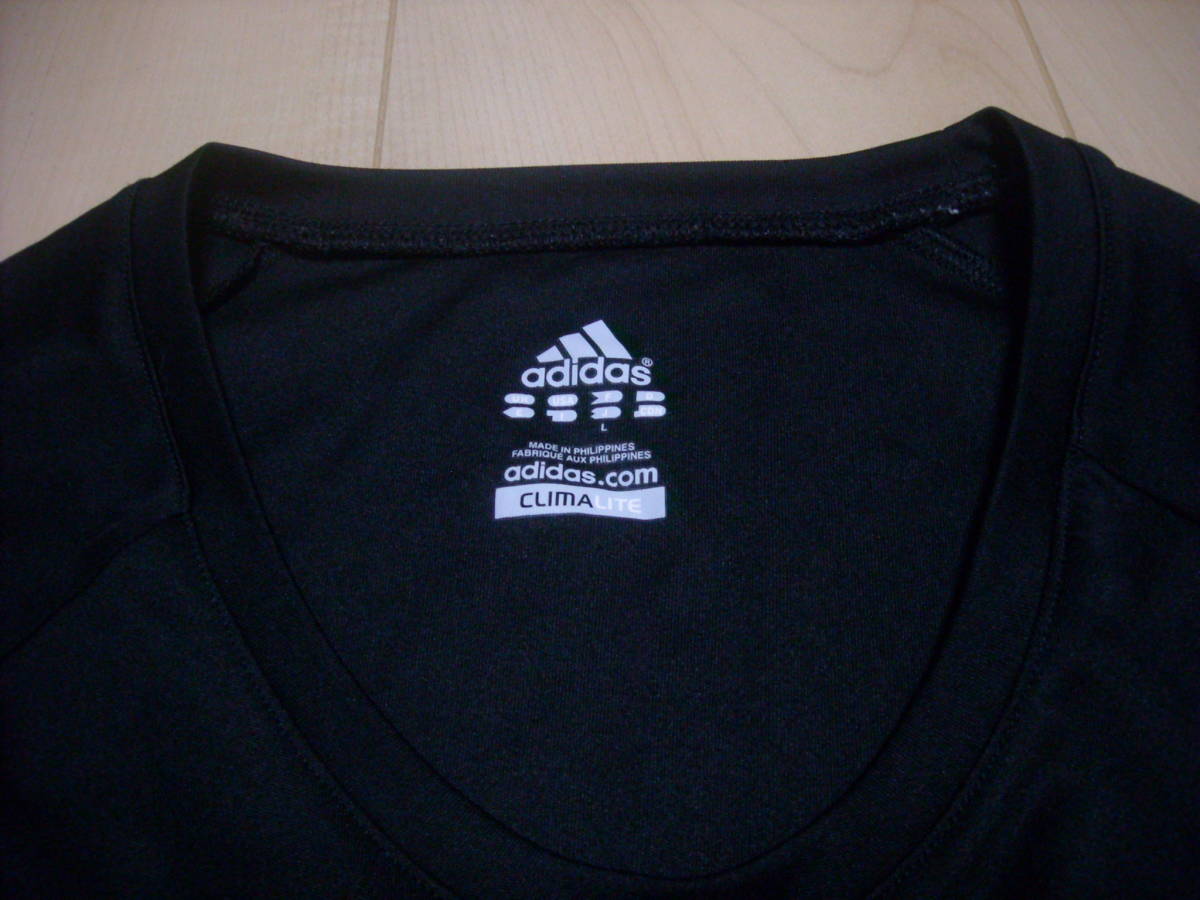 美品★adidasアディダス★CLIMALITE☆レディス☆UVCARE半袖Tシャツ☆色はブラック★サイズＬ★_画像4