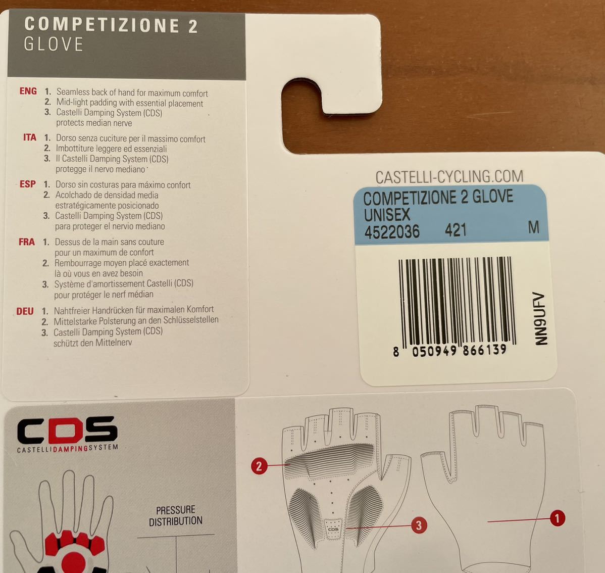 新品　Castelli カステリ　COMPETIZIONE 2　指切りグローブ　Mサイズ　送料無料_画像3
