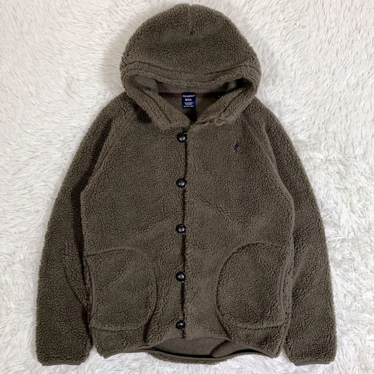 Gymphlex ジムフレックス BOA HOODED JACKET ボア フーデッド ジャケット くるみボタン フード フリース モカ M J-1185PL_画像1