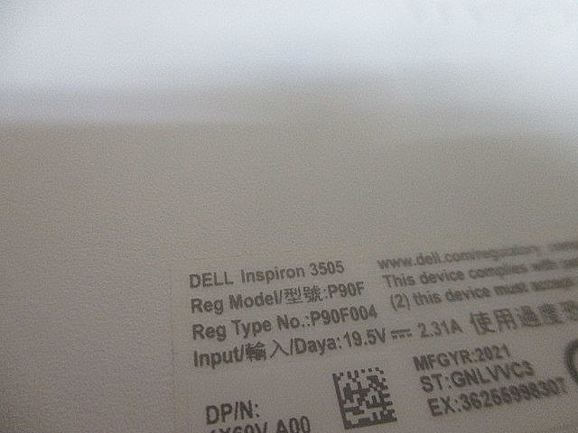 (1578) 初期化済 DELL Inspiron ノートPC 15インチ win10 CPU:Ryzen 5 3500U メモリ:8GB SSD:512GB 3505 P90F_画像9