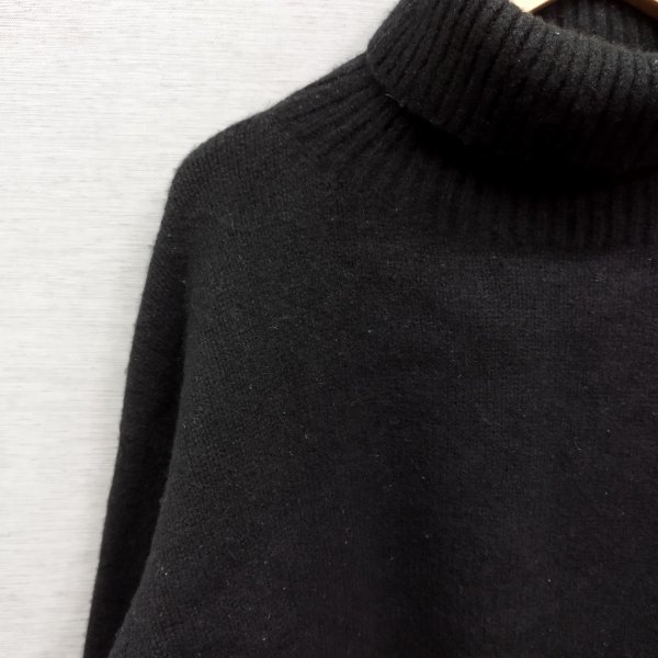 Z74 ISLAND TIDES Islay ndo Thai dota-toru neck knitted lady's wool rib sweater Drop shoulder black size 34